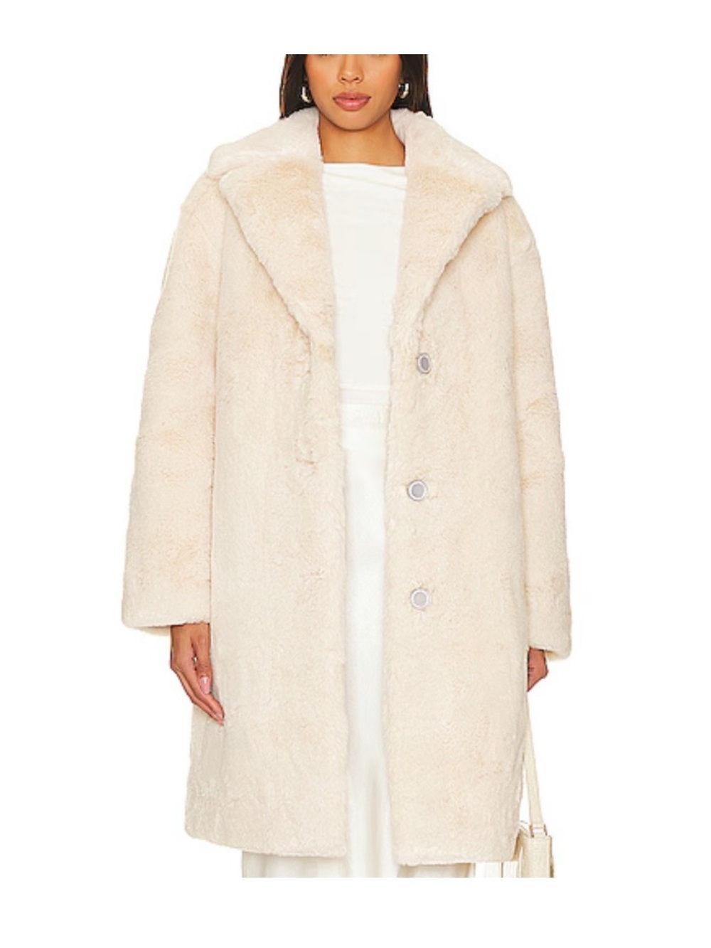 LoveShackFancy Kamasi Jacket in Cream Faux Fur Coat Size XXL
